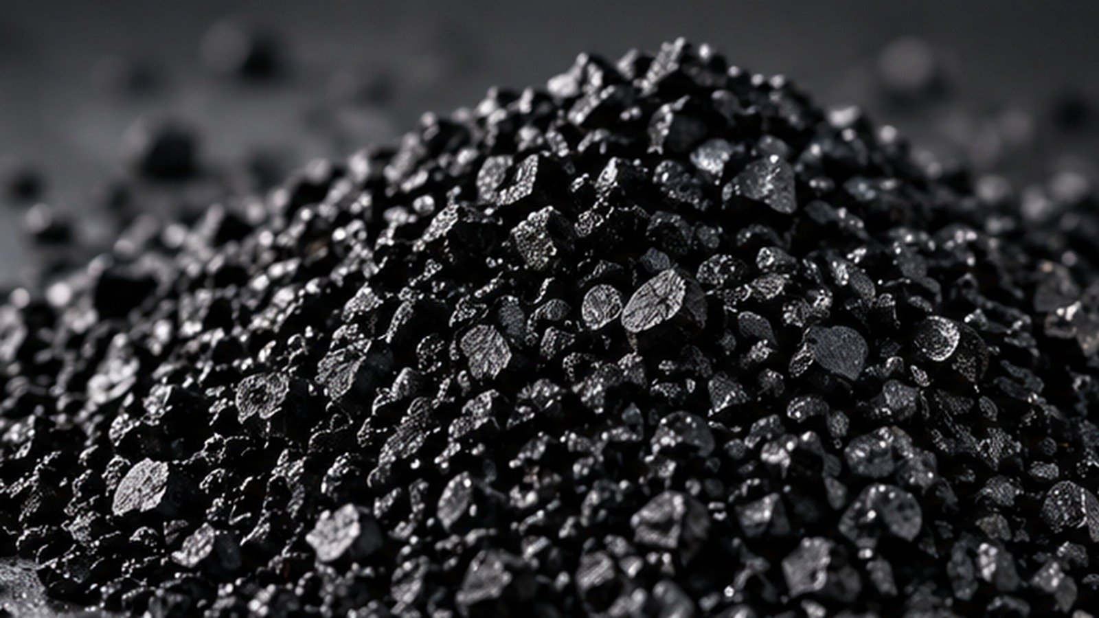 Granular activated carbon — close-up sample