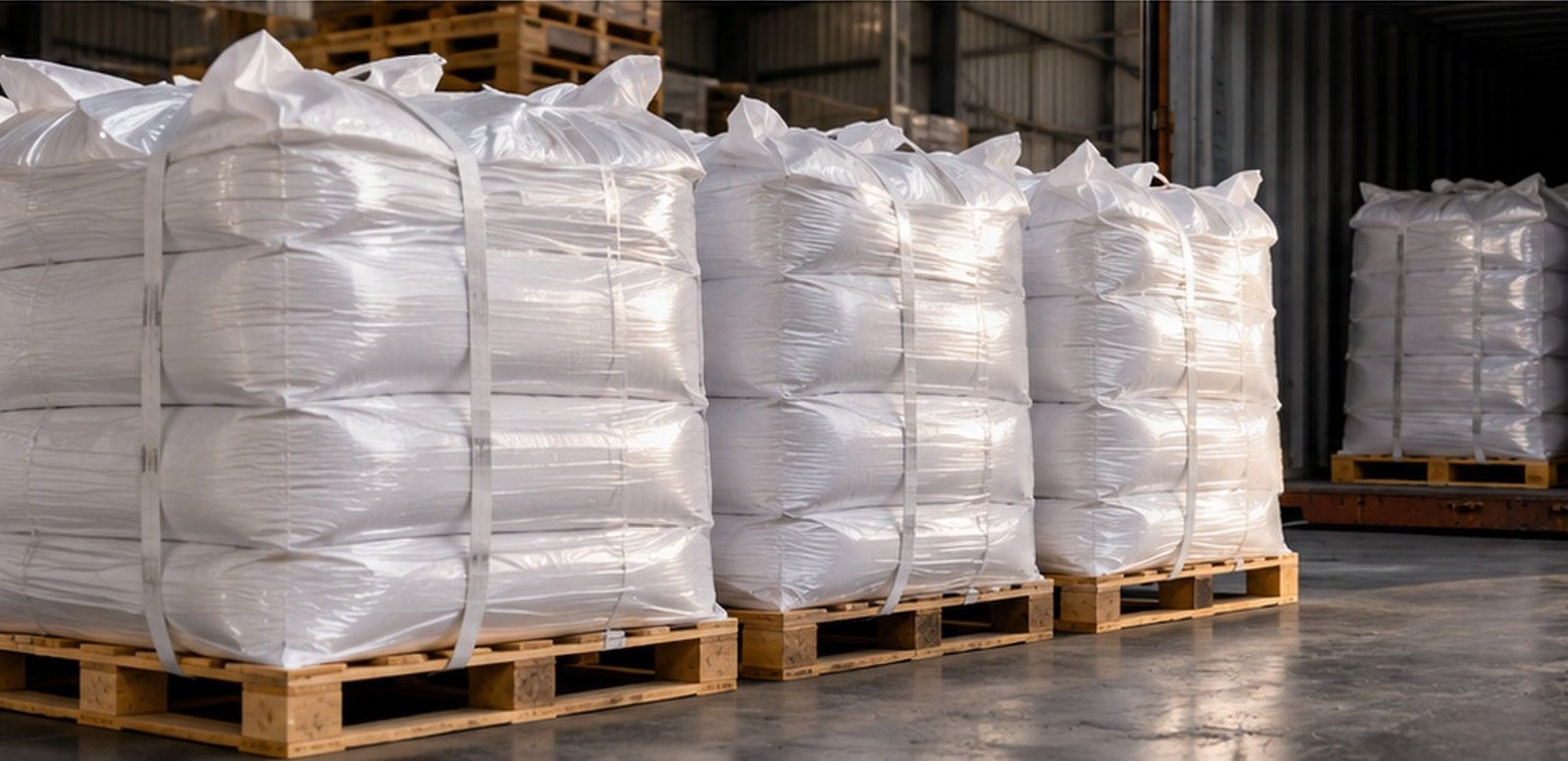 Activated carbon export packaging, palletised for shipment